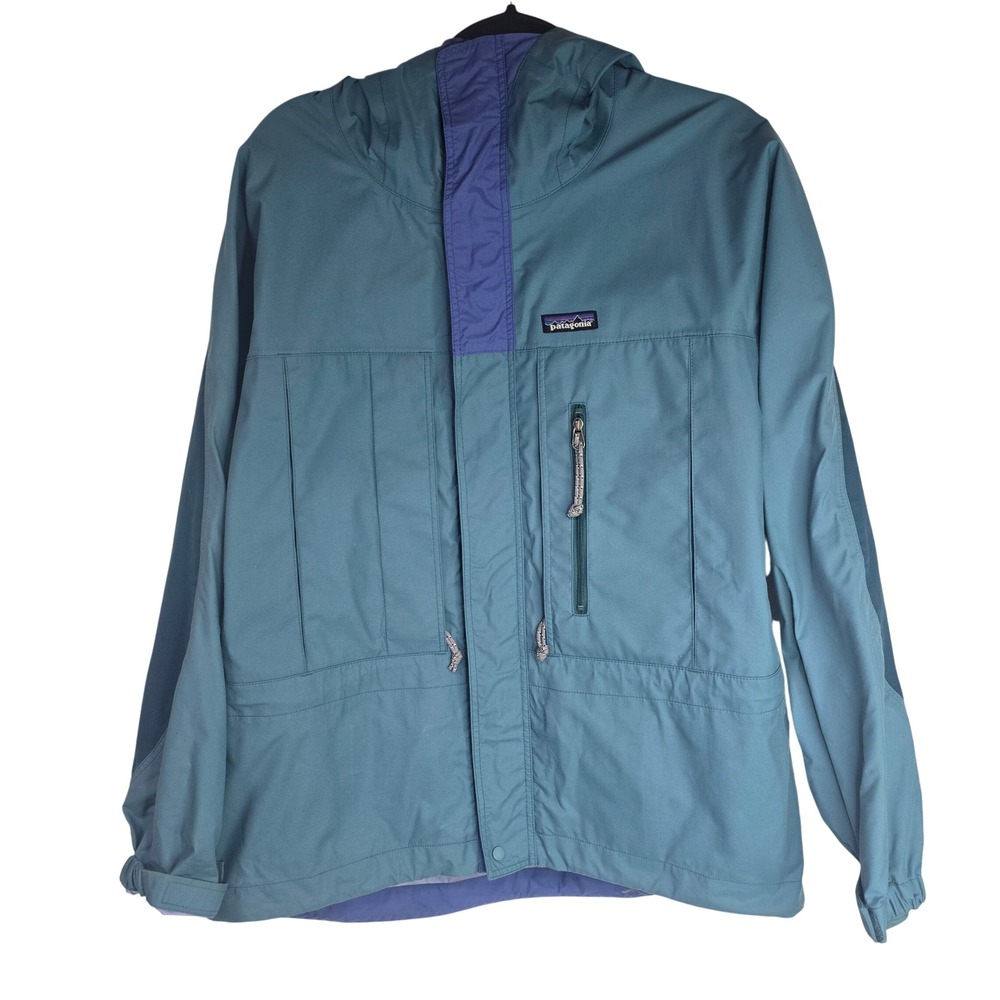 Vintage Patagonia SST‎ Women Teal Purple Nylon Hooded Fishing Jacket Medium